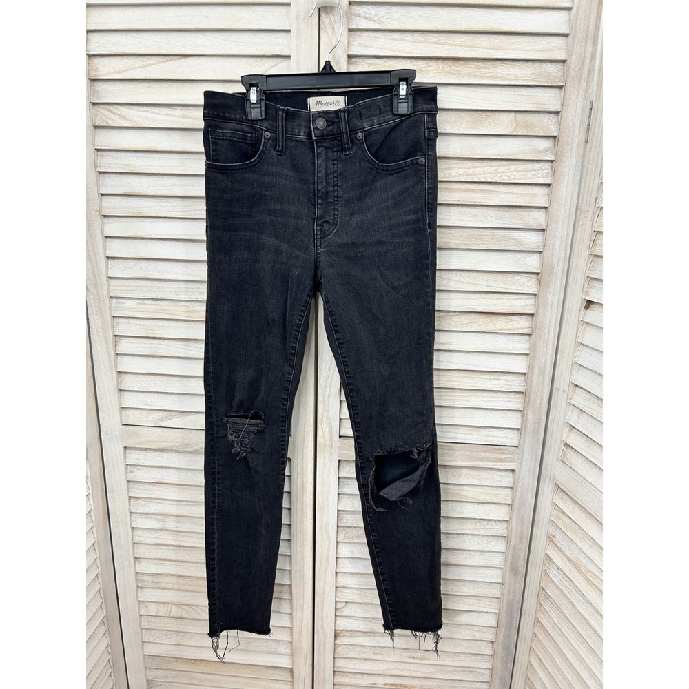 Madewell Skinny Jeans 27 Black Distressed Y2K Grunge Edgy